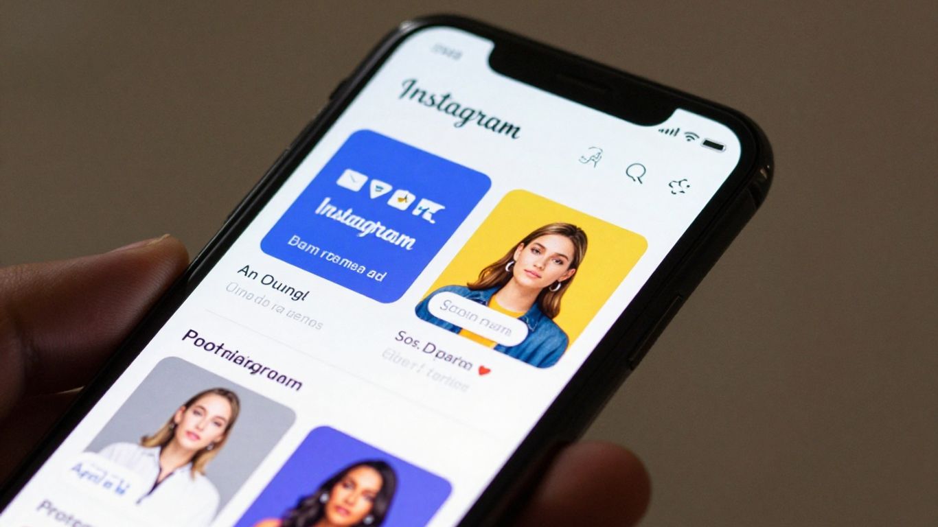 Tela de celular com anúncios do Instagram.