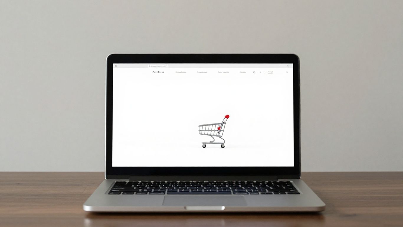 Pessoa frustrada olhando para um laptop com loja online vazia.